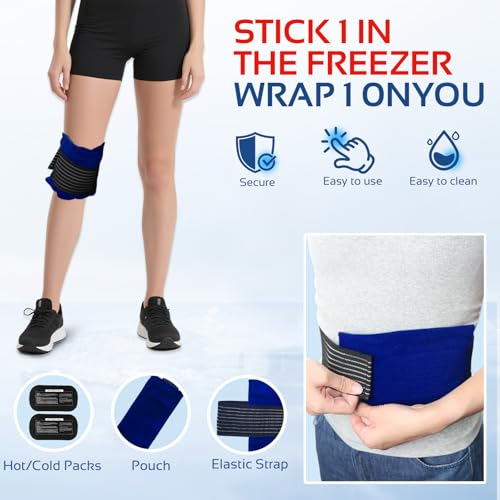Ice Packs for Injuries Reusable (3-Piece Set) – Hot and Cold Ice Packs for Knee, Reusable Gel Wraps Support, Adjustable Ice Pack Pain Relief for Shoulders, Back Joints Muscles, Knees, Arms and Legs - size: 3 Piece Set - Regular, style: Drak Black