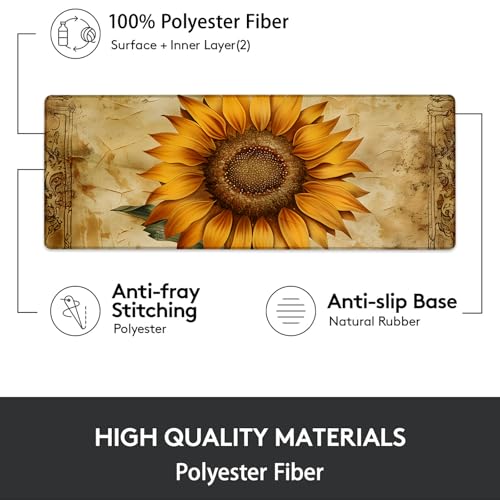 Gaming Mouse Pad, Mouse Pad, Desk Mat, Non-Slip Rubber Base MousePads for Computers Laptop Office School Home - color: Sunflower