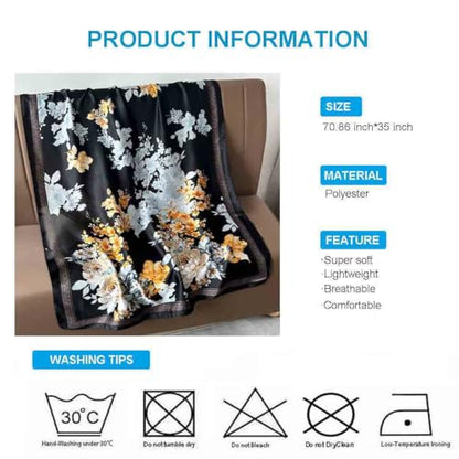 Xyueanlo Scarfs for Women Lightweight Scarves Fashion Print Floral Pattern Head Scarf Wraps Shawls - color: Black