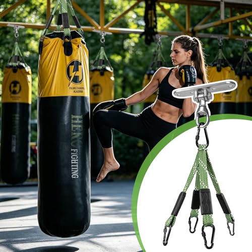 Heavy Duty Punching Bag Hanger with Boxing Bag Straps,180° +360° Rotation, Wall Ceiling Mount Hook for Heavy Boxing Bag, Weight Training, Aerial Yoga - color: Silver
