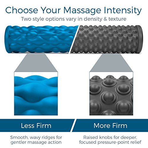 Teeter Massage Foam Roller - Textured for Deep Tissue Muscle Relief to Boost Recovery, Flexibility, Mobility - Back Pain Relief, Sports Massage, Myofascial Release - color: More Firm (Gray/Bumpy)