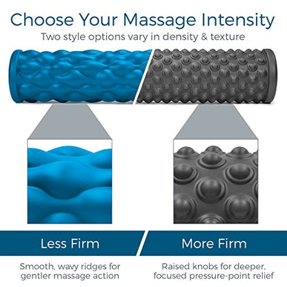 Teeter Massage Foam Roller - Textured for Deep Tissue Muscle Relief to Boost Recovery, Flexibility, Mobility - Back Pain Relief, Sports Massage, Myofascial Release - color: More Firm (Gray/Bumpy)