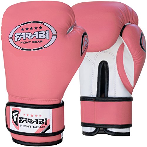 Farabi Boxing Gloves Kids Junior Muay Thai Kick Boxing Training MMA Punching Bag - color: Pink, size: 6OZ