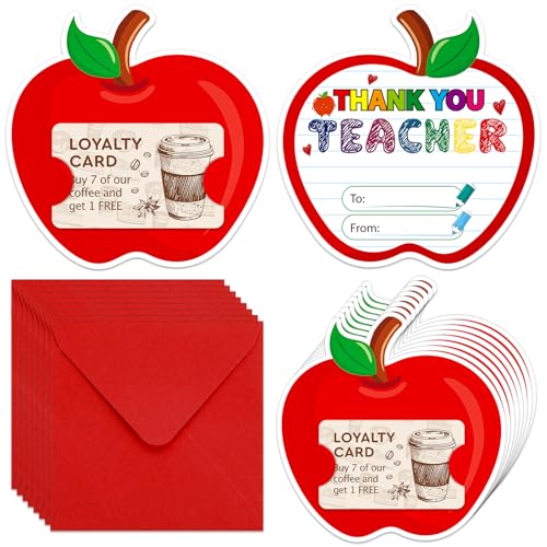 8 Pack Teacher Appreciation Gift Card Holder - Thank You Teacher Apple Gift Card Holder Money and Gift Card Sleeves End of Year Retirement Gifts for Women Men - color: Apple