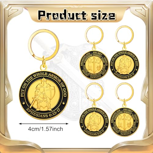 Tondiamo 12 Pcs Put on The Whole Armor of God Keychain for Men Christian Religious Prayer Keychain Gift Bulk for Military Church Members Women