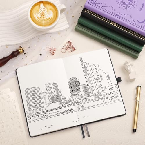 Blank Journal for Women Men, 192 Pages A5 Notebook Journal, Hardcover Notebook with 100Gsm Thick Pages, Leather Note Book for Writing, Travel, Business, Office, Prayer 5.7 x 8.3,Black - color: Black, style: Plain