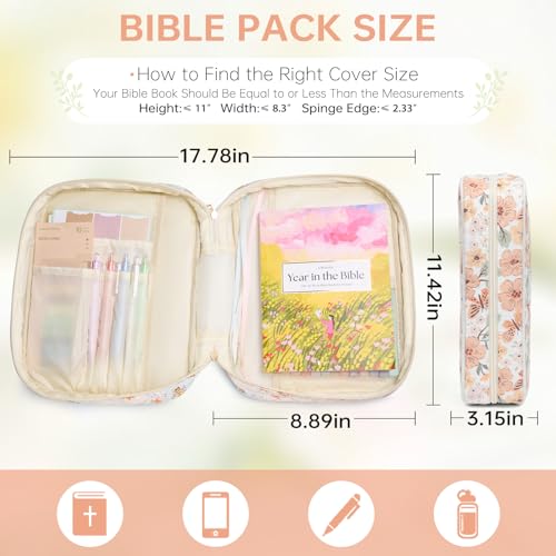 Bible Cover Case for Women Large Bible Cover with Durable Handle Quilted Bible Carrying Case for Girls Bible Study Supplies Accessories (Autumn Butterfly Bloom, Autumn Butterfly Bloom) - color: Autumn Butterfly Bloom