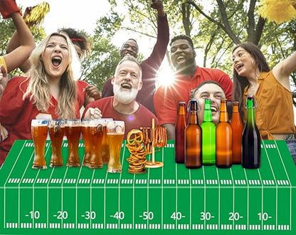 Kesfey 3 Packs Football Party Tablecloth 54 x 108 Inches Football Field Touchdown Tablecover Disposable Plastic Football Themed Birthday Table Cloth Gameday Tailgate Rugby Tablecloths for Superbowl - color: Green Football Field