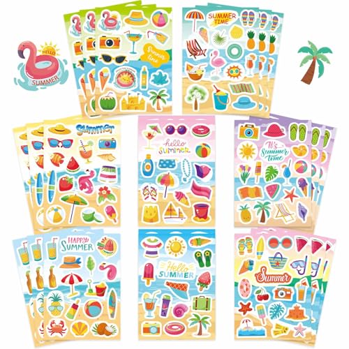 Summer Stickers Pool Beach Luau Hawaii Sun Stickers Ocean Beach Sticker - style: Summer Stickers