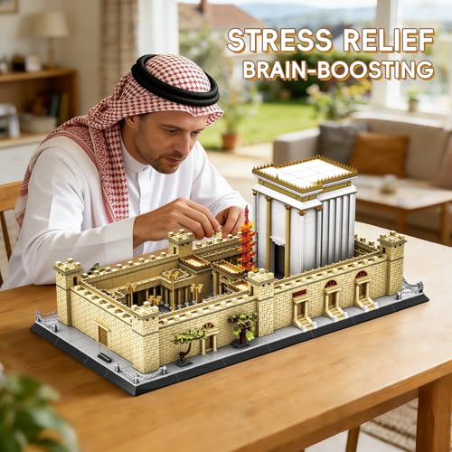 Jerusalem Temple Building Blocks Sets Judaism Architecture Building Toys Solomon’s Holy Temple Model Toys Judaica & Christian Bible Gift for Adults Teens 3233 PCS - color: Gold