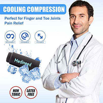2PCS Finger Sleeves Gel Ice Pack, Lasting Cold Compress Freeze Sleeve, Reusable Finger Brace Ice Packs for Injuries, Arthritis, Tendonitis, Gout, Sprains, Middle Protectors (Black) - color: Black