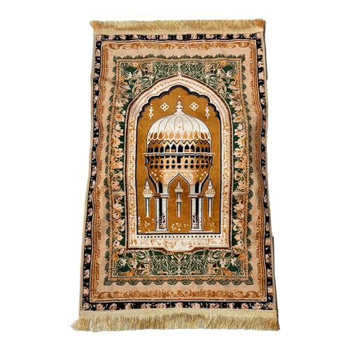 Thick Prayer Mat 3.15 in – Extra Soft Kneeling Cushion for Worship & Meditation, Non-Slip Velvet Mat for Home Mosque Church Use, Comfortable Foldable Prayer Rug for Adults (Yellow) - color: Yellow