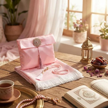 10 Pack Muslim Prayer Rug with Tasbih and Portable Bag Muslim Gift for Women Men Prayers Carpet Mat Mubarak Islamic Gifts Set