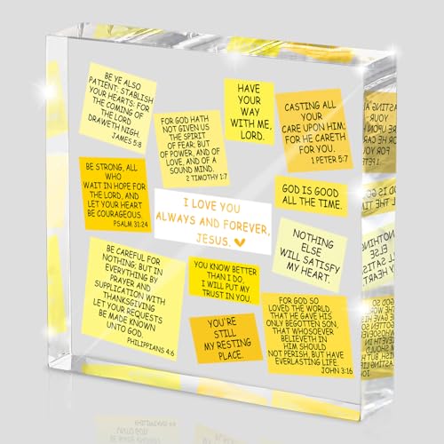 Yellow Inspirational Office Desk Accessories Decor, Bible Verse Decor, Positivity Recovery Self Care Encourage Gifts for Women, Christian Dorm Living Room Bedroom Sign, Mental Health Gift for School - style: JESUShuang