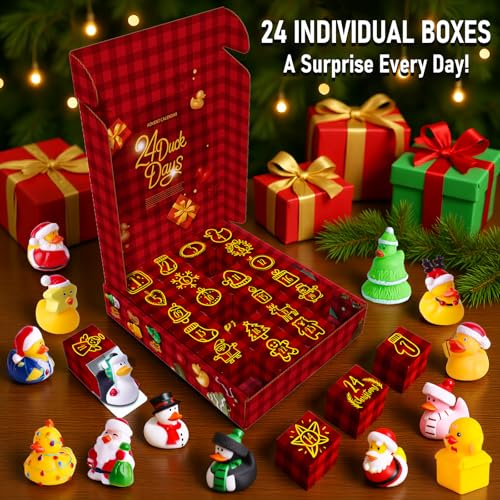 Intever Advent Calendar Christmas 2026, 24 Days of Surprise Rubber Ducks - color: Christmas