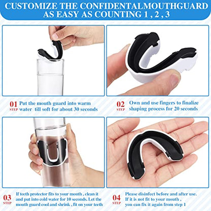 Sport Mouth Guards Gum Teeth Armor Game Guard for Boxing Basketball Football Hockey Karate Basketball Rugby Match - color: Black With White