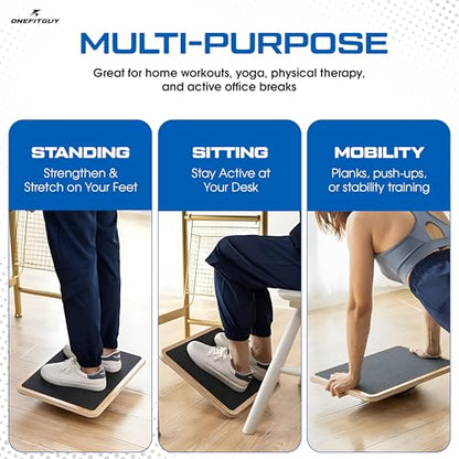 Wooden Balance Board for Adults and kids, Wobble Board for Core Strength & Stability Training, Non Slip Surface, 550lb Capacity, Home & Office Exercise Use
