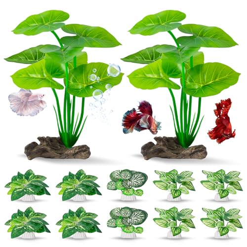 12 Pack Silk Aquarium Plants Betta Fish Tanks Decor，Betta Hammock 6-inch Fish Tank Plants Aquarium Decor，Suitable Artificial Fish Tank for Betta,Goldfish & Reptile Tanks Ornament Accessories