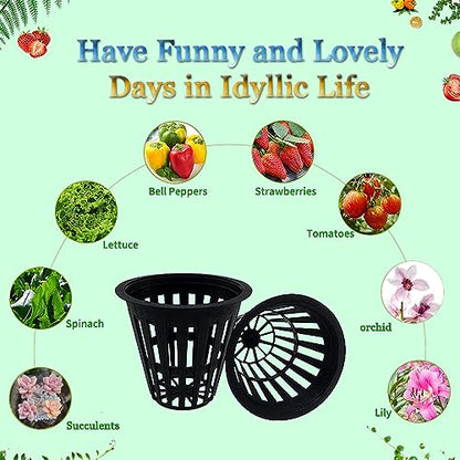 100 PCS 2 Inch Heavy Duty Net Pots, Slotted Mesh Hydroponic Cups for Garden, Plant Nursery Net Cups for Hydroponics and Aquaponics - size: 2inch