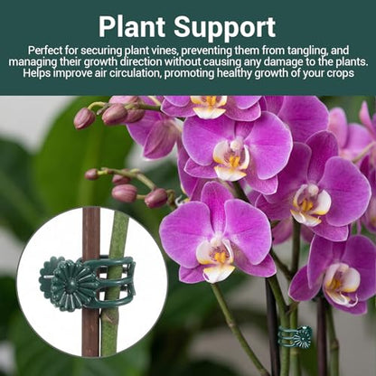 80 Pcs Standard Orchid Clips Plant Clips Flower Vine Dark Green | for Support Small Plant, Orchid Support Clip, for Climbing Plants, Garden Stem, Grow Upright