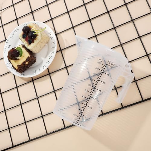dPois Plastic Measuring Cup Thick Graduated Liquid and Dry Container Measuring with Handle Spout and Lid for Laboratory Kitchen Baking Transparent 1000ml - size: 1000ml