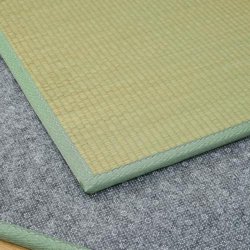 Japanese Rush Grass Tatami Mat Rug, 31.5"x31.5"x0.5",9pc,Fold DIY | Japanese Portable Firm Traditional Foldable with Non-Slip Design, Floor Padding for Crawling and Yoga, Relaxing, Meditation
