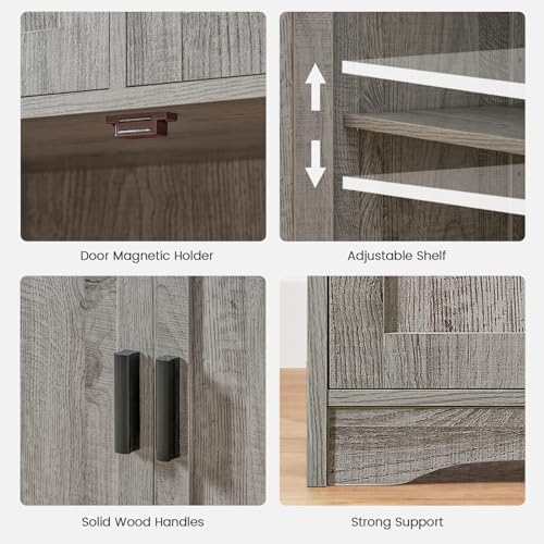 Iwell Storage Cabinet with 2 Drawers & 2 Adjustable Shelves, Kitchen Cabinet, Cupboard, for Living Room, Kitchen, Entryway, Home Office, Grey - color: Grey