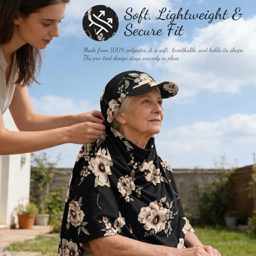 ZLYC Women Muslim Hijab Scarf with Visor Built-in Undercap Sun Protection Headwrap - color: Flowers Black