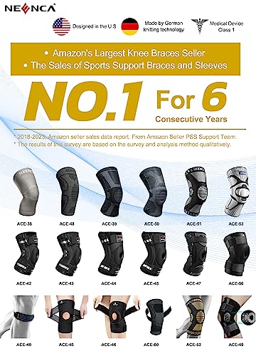 NEENCA Knee Braces for Knee Pain Relief, Compression Knee Sleeves with Patella Gel Pad & Side Stabilizers, Knee Support for Weightlifting, Running, Workout, Arthritis, Meniscus Tear, Men Women. ACE-53 | Patented Patella Gel Pad & Side Stabilizers, Compres