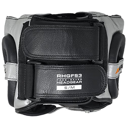 RIVAL Boxing RHGFS3 Face-Saver Sparring Headgear - Wide Eye Opening, Premium Leather, and Thermoplastic Inner Frame - color: Silver, size: Small-Medium