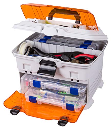 Flambeau Outdoors T4P Pro Multiloader Tackle Box, 5 Zerust Tuff Tainers | Compact hard tackle station with 5 Zerust Tuff Tainers, bulk compartment, 6 lid compartments, 13.5 x 9.6 x 12in