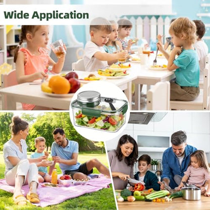 Salad Container for Lunch with Dressing Cup and Fork, Leakproof Plastic Salad Pod, Separate Food Compartments for Meal Prep, Dishwasher Safe, Green Box for Office, Travel, Picnic and Gatherings