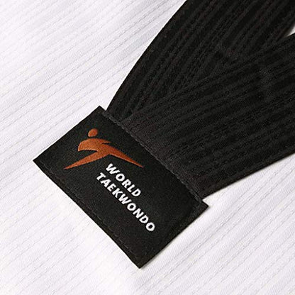 MOOTO Korea Taekwondo BS4.5 Basic Uniform White BK V-Neck MMA Martial Arts Karate Demonstration Team Gym School Academy (190 (Height : 190~199cm)(6.23~6.53ft))