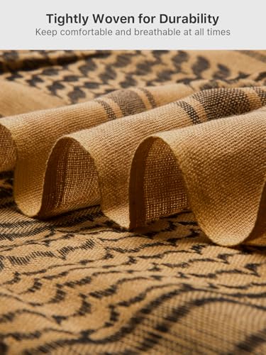 FREE SOLDIER Scarf Military Shemagh Tactical Desert Keffiyeh Head Neck Scarf Arab Wrap with Tassel for Men Women - color: Amber Brown
