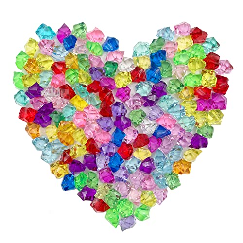 Fake Crushed Ice Cubes, Vase Fillers, 150 pcs 16 * 22 mm Artificial Acrylic Crystal Rocks Diamonds for Vase Fillers,Table Scatter, Party Favor, Food Display, DIY Crafts (0.86 * 0.62inch,Multi) - color: Multicolored