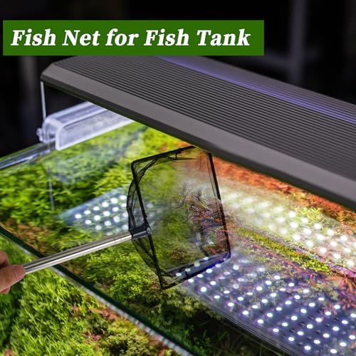 Fish Tank Net, Fine Mesh Aquarium Fish Net, Long Handle Fish Net, Stainless Steel Extendable Handle, Square Aquarium Cleaning Net for Aquarium Accessories - size: 8 inch