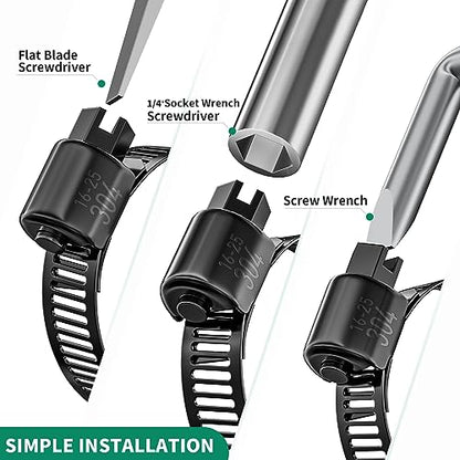 OURU Black Hose Clamp-175PCS Stainless Steel Hose Clamps Assortment Adjustable 1/4"-2"(6-51mm) Worm Gear Hose Clamp,Heavy Duty Small Hose Clamps for Automotive,Pipe,Radiator Plumbing,Fuel Line | 304 Stainless Steel, Rust Resistant, Worm Gear Small Hose Cl