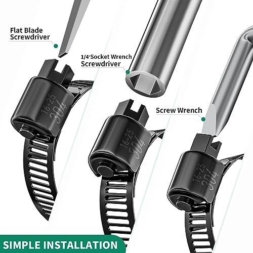 OURU 30PCS Black Hose Clamp Stainless Steel Adjustable 5/8"-1"(16-25mm) | Heavy Duty, Rust Resistant, Worm Gear Small Hose Clamp， Automotive, Pipe, Radiator Plumbing, Fuel Line - size: 30PCS (5/8" - 1")