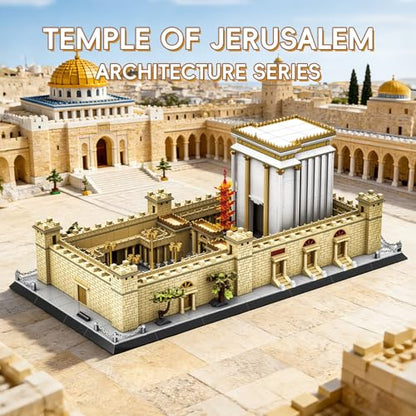 Jerusalem Temple Building Blocks Sets Judaism Architecture Building Toys Solomon’s Holy Temple Model Toys Judaica & Christian Bible Gift for Adults Teens 3233 PCS - color: Gold