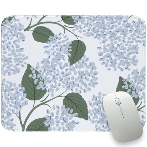 Light Blue Mouse Pad, Blue Hydrangea Mousepad Aesthetic 10.2x8.2 | Flroal Mouse Pad For Desk, Hydrangea Office Desk Accessories, Blue Small Mouse Pad, Hydrangea Gifts For Women - color: Light Blue Hydrangea, size: 10.2L x 8.2W inches