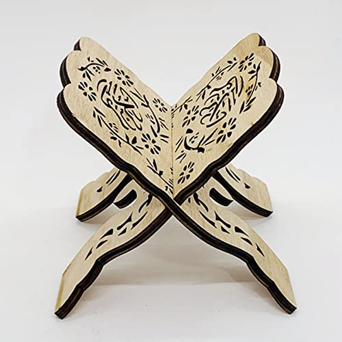 Wooden Quran Book Stand, Foldable Wooden Book Stand Quran Bible Book Holder Eid Bible Bookshelf Wood Muslim Book Holder Stand Eid Ramadan Prayer Book Holder (#1) - size: #1