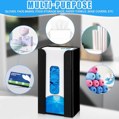 Weysat 2 Pcs Acrylic Glove Box Holder Dispenser Glove Holder for Wall Mount Acrylic Rack Wall Floating Mask Dispenser for Medical Latex Rubber Disposable Mitten Boxes (Black,Vertical Style) - color: Black, style: Vertical Style