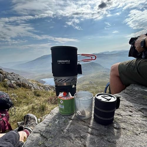 Fire-Maple Fixed Star 1 Backpacking and Camping Stove System, Black 18oz | 30% Faster Boil with HX Base, Piezo Ignition, Compact & Durable, All-in-One Pot, Compatible with Most Canisters, Portable - color: Black