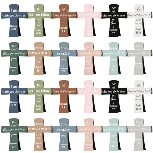 48 Pcs Magnetic Cross Bookmarks Bulk Church Gifts Christian Gifts for Women Bulk Christian Bookmarks Bible Verse Magnetic Page Clips for Women Christmas School Bible Study Group(Solid Color) - style: Solid Color
