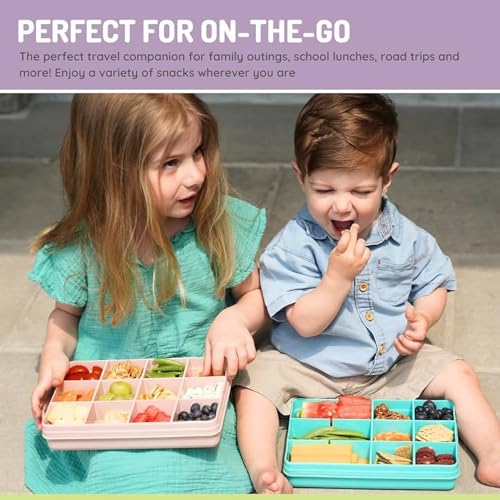 melii Snackle Box |12-Compartment Snack Container with Removable Dividers, BPA-Free Food Storage for Travel, School & On-the-Go Snacks, Kids & Family Organizer (Blue) - color: Blue