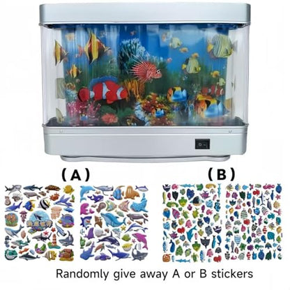 Fake Fish Tank Lamp - Moving Aquarium Night Light with Virtual Ocean Effect, 80s Retro Design for Adult Relaxation, Frutiger Aero Artificial Aquarium Decorative Lamp (US Plug)