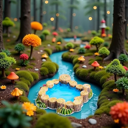 Mini Fairy Garden Accessories Kit, Micro Landscape Decoration Pond Bridge Ornaments, Miniature Figurines for Potted Plant Bonsai Terrarium Decor Pile Pit(ZS201)
