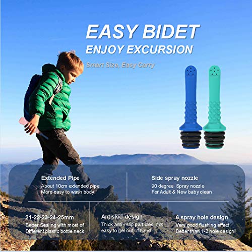 2PCS Backpacking Bidet - Portable Bidet for Toilet - Travel Bidets , Universal Shower Pipe for Traviling, Compatible with Every Bottle. Discreet,Ecological,Mini, Elderly,Sprayer,Personal,Handheld - color: 2pcs-pocket Bidet