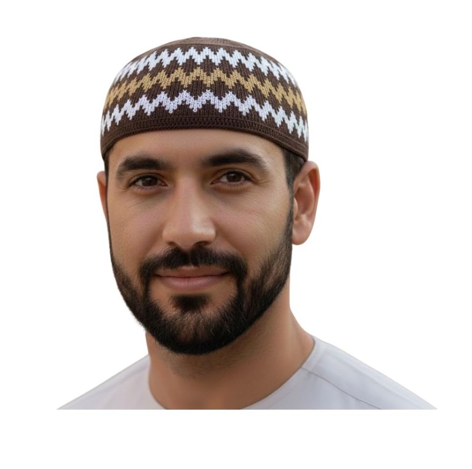 Set 4 Kufi Hat for Men Muslim AMN-225 Beanie Skull Cap Islam Taqiyah Takke Gift - color: Color Set 1