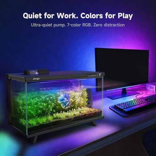 M1 5 Gal Smart Aquarium Starter Kit - App-Controlled Betta Fish Tank with Auto Feeder, Adjustable Pump, Temp Display, Leak-Proof Glass, Timer LED Light, Desktop Tank for Home or Office, Black - color: Black